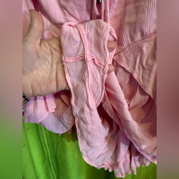 SOLD Pink Babydoll Romper Free People Medium Endless Summer Backless Tie Ruffle - Picture 5 of 6